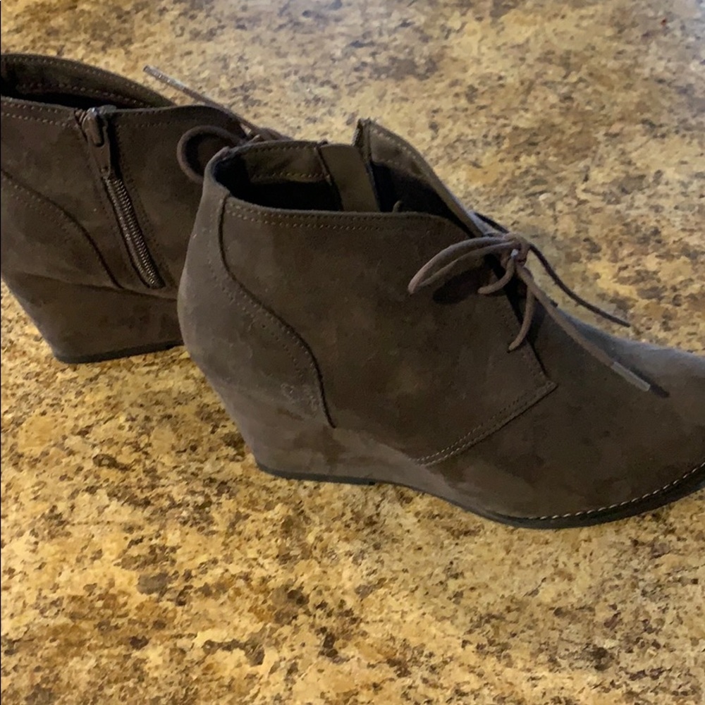 Dark brown faux suede bootie